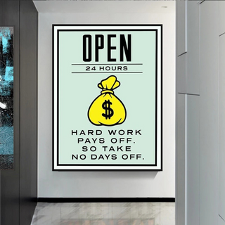 Monopoly Canvas Wall Art: Hard Work Pays Off-Wall Posters