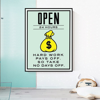 Monopoly Canvas Wall Art: Hard Work Pays Off-Wall Posters