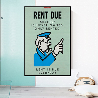 Monopoly Canvas Wall Art: Rent Due Exclusive Design-Wall Posters