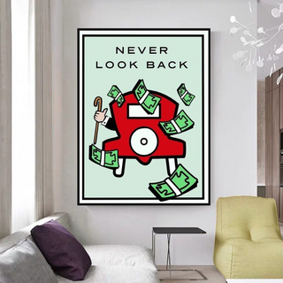 Monopoly Never Look Back Card Canvas Wall Art-Wall Posters