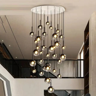 Moonlight Globes Glass Stone Pendant Chandelier – Modern Staircase Light Fixture-Staircase Chandeliers