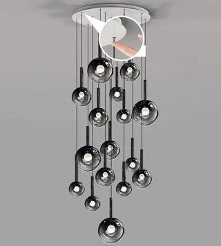 Moonlight Globes Glass Stone Pendant Chandelier – Modern Staircase Light Fixture-Staircase Chandeliers