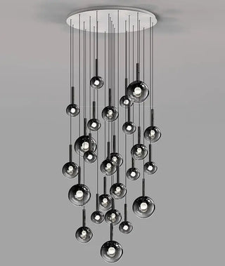 Moonlight Globes Glass Stone Pendant Chandelier – Modern Staircase Light Fixture-Staircase Chandeliers