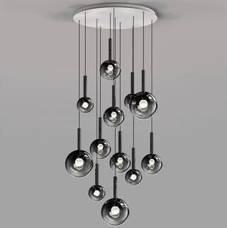 Moonlight Globes Glass Stone Pendant Chandelier – Modern Staircase Light Fixture-Staircase Chandeliers