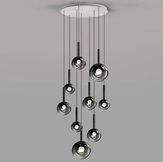 Moonlight Globes Glass Stone Pendant Chandelier – Modern Staircase Light Fixture-Staircase Chandeliers