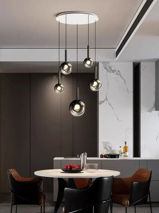 Moonlight Globes Glass Stone Pendant Chandelier – Modern Staircase Light Fixture-Staircase Chandeliers