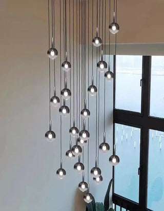 Moonlight Globes Glass Stone Pendant Chandelier – Modern Staircase Light Fixture-Staircase Chandeliers