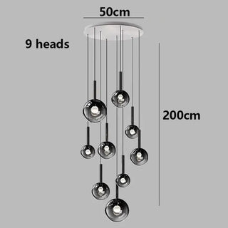 Moonlight Globes Glass Stone Pendant Chandelier – Modern Staircase Light Fixture-Staircase Chandeliers