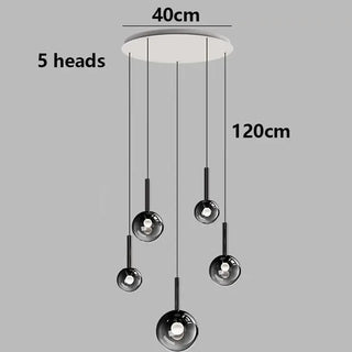 Moonlight Globes Glass Stone Pendant Chandelier – Modern Staircase Light Fixture-Staircase Chandeliers