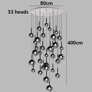 Moonlight Globes Glass Stone Pendant Chandelier – Modern Staircase Light Fixture-Staircase Chandeliers