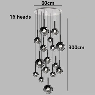 Moonlight Globes Glass Stone Pendant Chandelier – Modern Staircase Light Fixture-Staircase Chandeliers