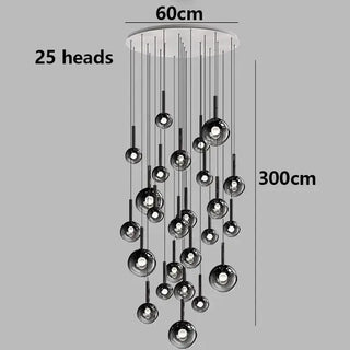 Moonlight Globes Glass Stone Pendant Chandelier – Modern Staircase Light Fixture-Staircase Chandeliers
