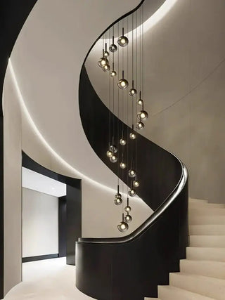 Moonlight Globes Glass Stone Pendant Chandelier – Modern Staircase Light Fixture-Staircase Chandeliers