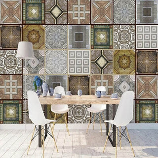 Moroccan Wallpaper Mural: Enhance Your Space-Geometric Shapes Wallpaper