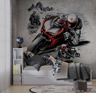 Motorbike Racing Champion Kids room Wallpaper-Kids Room Wallpaper