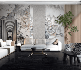 Mountain Scenery: Marble Wallpaper Murals-Marble Design Wallpaper