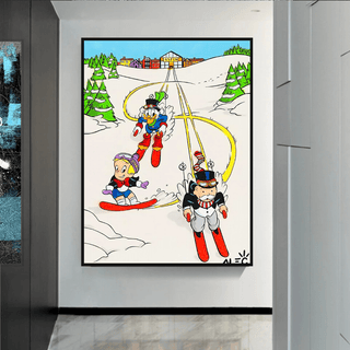 Mr Monopoly Canvas Wall Art: Exclusive Skiing Design-Wall Posters