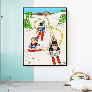 Mr Monopoly Canvas Wall Art: Exclusive Skiing Design-Wall Posters