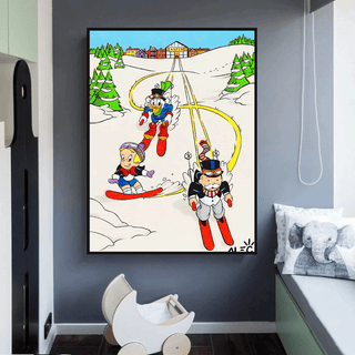 Mr Monopoly Canvas Wall Art: Exclusive Skiing Design-Wall Posters