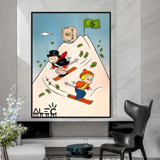 Mr Monopoly Canvas Wall Art: Premium Skiing Home Decor-Wall Posters
