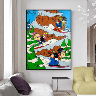 Mr Monopoly Canvas Wall Art – Snow Skiing Exclusive Designs-Wall Posters