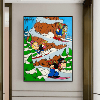 Mr Monopoly Canvas Wall Art – Snow Skiing Exclusive Designs-Wall Posters