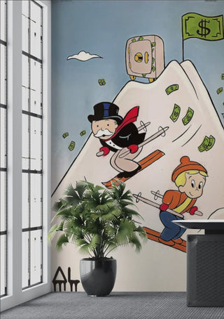 Mr Monopoly & Richie Rich Skiing Wallpaper Mural-Premium Wallpapers