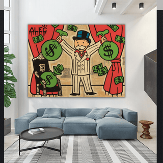 Mr White Money Bags - Alec Monopoly Wall Art-Canvas Wall Art