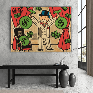 Mr White Money Bags - Alec Monopoly Wall Art-Canvas Wall Art