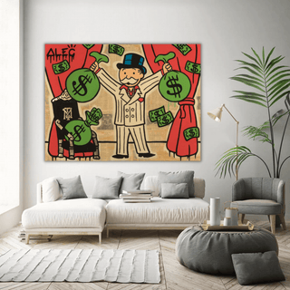 Mr White Money Bags - Alec Monopoly Wall Art-Canvas Wall Art
