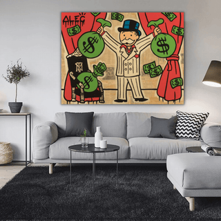 Mr White Money Bags - Alec Monopoly Wall Art-Canvas Wall Art