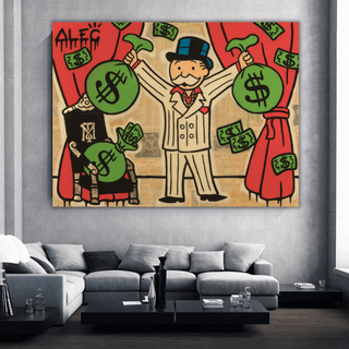 Mr White Money Bags - Alec Monopoly Wall Art-Canvas Wall Art