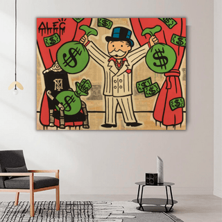 Mr White Money Bags - Alec Monopoly Wall Art-Canvas Wall Art