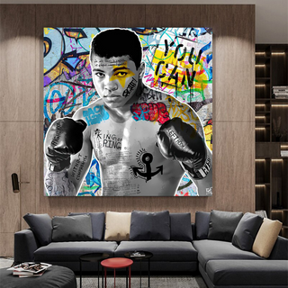 Muhammad Ali Boxer Graffiti Canvas Wall Art-Boxing Wall Art
