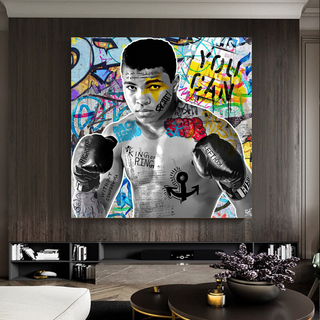 Muhammad Ali Boxer Graffiti Canvas Wall Art-Boxing Wall Art