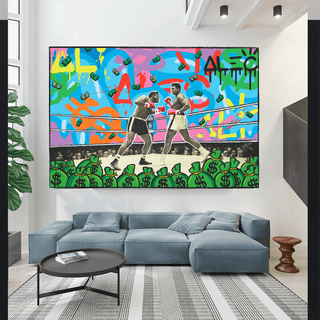 Muhammad Ali Boxing King in the Ring by Alec Canvas Wall Art-Boxing Wall Art