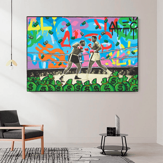 Muhammad Ali Boxing King in the Ring by Alec Canvas Wall Art-Boxing Wall Art