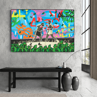 Muhammad Ali Boxing King in the Ring by Alec Canvas Wall Art-Boxing Wall Art