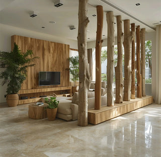 Natural Dry Branches Partition – Log Trunk Room Divider