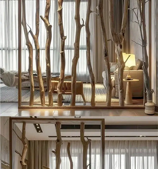 Natural Dry Branches Partition – Log Trunk Room Divider
