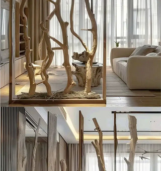 Natural Dry Branches Partition – Log Trunk Room Divider
