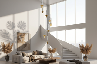 Lampadario a sospensione lungo in marmo naturale per scale – Luce a sospensione LED