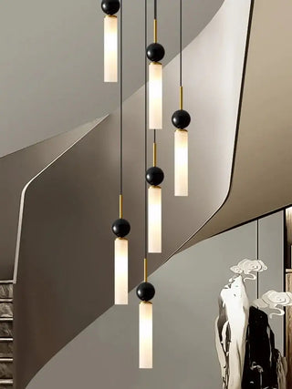 Natural Marble Pendant Chandelier – Modern Staircase Lighting-Staircase Chandeliers