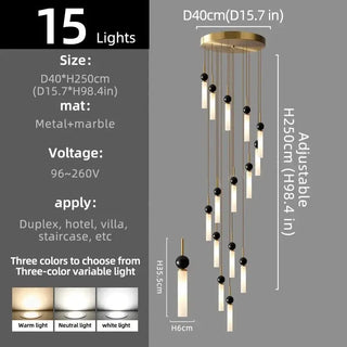 Natural Marble Pendant Chandelier – Modern Staircase Lighting-Staircase Chandeliers