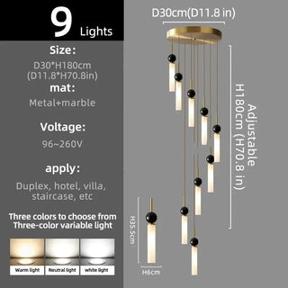 Natural Marble Pendant Chandelier – Modern Staircase Lighting-Staircase Chandeliers