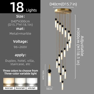 Natural Marble Pendant Chandelier – Modern Staircase Lighting-Staircase Chandeliers