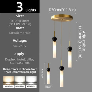 Natural Marble Pendant Chandelier – Modern Staircase Lighting-Staircase Chandeliers