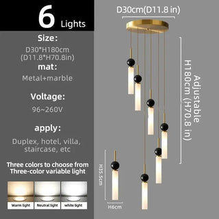 Natural Marble Pendant Chandelier – Modern Staircase Lighting-Staircase Chandeliers