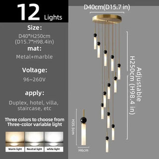 Natural Marble Pendant Chandelier – Modern Staircase Lighting-Staircase Chandeliers