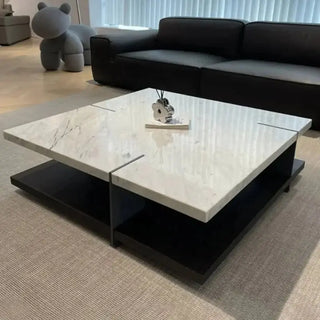 Natural Marble & Wood Coffee Table-Coffee Table